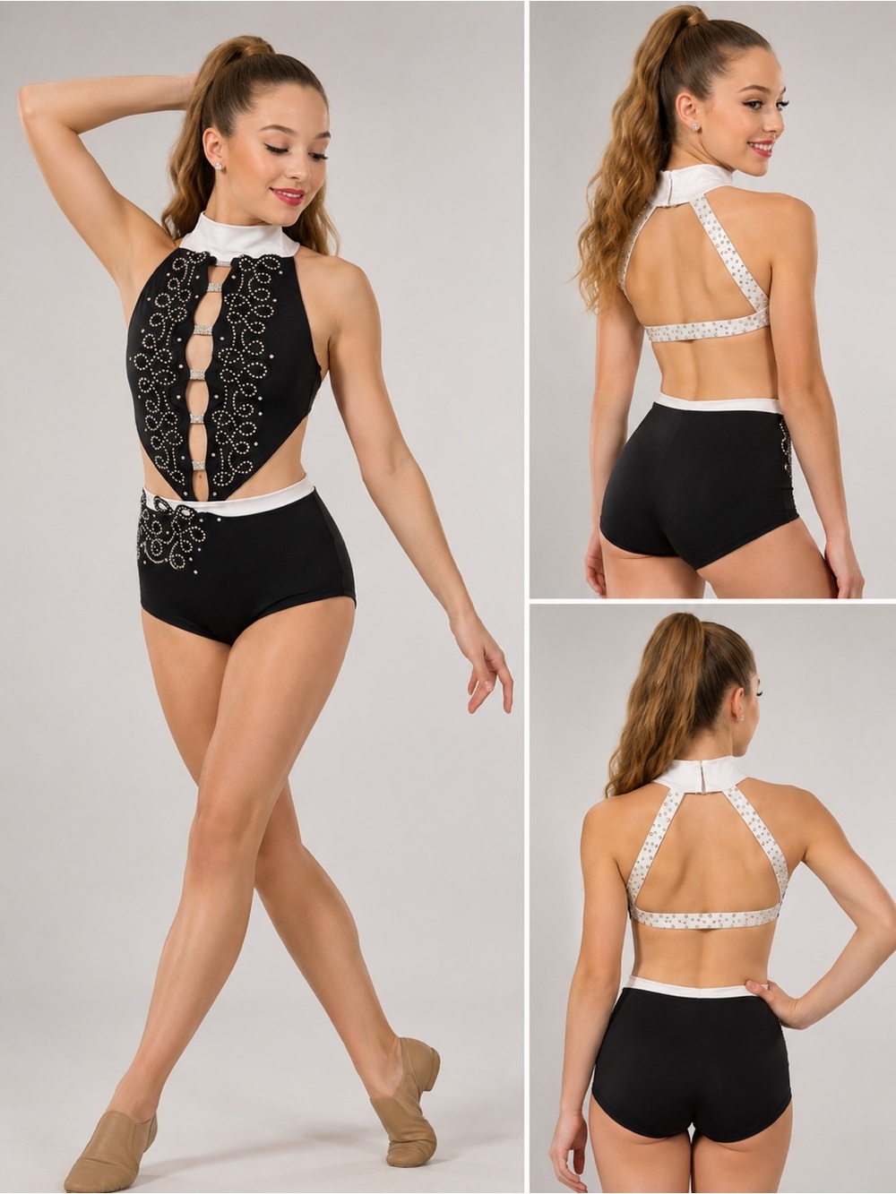Custom Solo Dance Costume Black White 2 Piece Cut Out SA Adult Contemporary Jazz